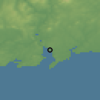 Shaded relief of the 49 km around Duncannon, drawn from the GMTED2010 grid