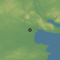 Shaded relief of the 48 km around Dundalk, drawn from the GMTED2010 grid