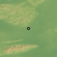 Shaded relief of the 49 km around Dundrum, drawn from the GMTED2010 grid