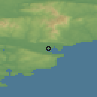 Shaded relief of the 49 km around Dungarvan, drawn from the GMTED2010 grid