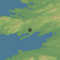 Shaded relief of the 48 km around Dunkineely, drawn from the GMTED2010 grid