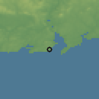 Shaded relief of the 49 km around Dunmore East, drawn from the GMTED2010 grid