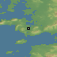 Shaded relief of the 48 km around Achill Sound, drawn from the GMTED2010 grid
