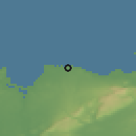 Shaded relief of the 48 km around Easky, drawn from the GMTED2010 grid