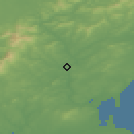 Shaded relief of the 49 km around Enniscorthy, drawn from the GMTED2010 grid