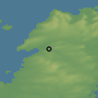 Shaded relief of the 48 km around Ennistymon, drawn from the GMTED2010 grid