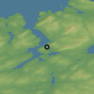 Shaded relief of the 47 km around Fahan, drawn from the GMTED2010 grid