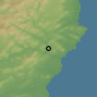 Shaded relief of the 48 km around Avoca, drawn from the GMTED2010 grid