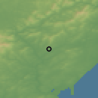 Shaded relief of the 49 km around Ferns, drawn from the GMTED2010 grid