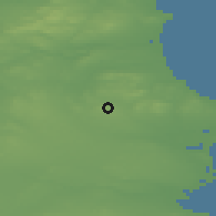 Shaded relief of the 48 km around Garristown, drawn from the GMTED2010 grid