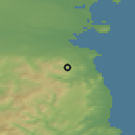Shaded relief of the 48 km around Glencullen, drawn from the GMTED2010 grid