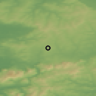 Shaded relief of the 49 km around Gneevgullia, drawn from the GMTED2010 grid