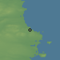 Shaded relief of the 48 km around Balbriggan, drawn from the GMTED2010 grid