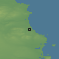 Shaded relief of the 48 km around Gormanston, drawn from the GMTED2010 grid