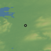 Shaded relief of the 48 km around Gort, drawn from the GMTED2010 grid