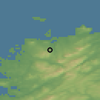 Shaded relief of the 47 km around Gortahork, drawn from the GMTED2010 grid