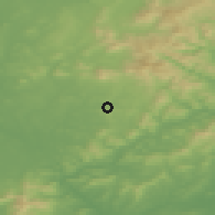 Shaded relief of the 48 km around Hacketstown, drawn from the GMTED2010 grid