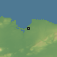 Shaded relief of the 48 km around Inniscrone, drawn from the GMTED2010 grid