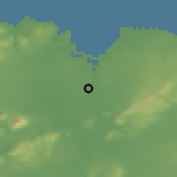 Shaded relief of the 48 km around Ballina, drawn from the GMTED2010 grid