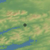 Shaded relief of the 49 km around Kenmare, drawn from the GMTED2010 grid