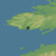 Shaded relief of the 48 km around Kilcar, drawn from the GMTED2010 grid