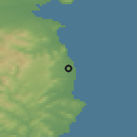 Shaded relief of the 48 km around Kilcoole, drawn from the GMTED2010 grid
