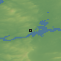 Shaded relief of the 48 km around Kildysart, drawn from the GMTED2010 grid