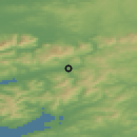Shaded relief of the 49 km around Kilgarvan, drawn from the GMTED2010 grid