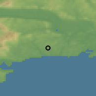 Shaded relief of the 49 km around Kill, drawn from the GMTED2010 grid