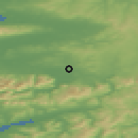 Shaded relief of the 49 km around Killarney, drawn from the GMTED2010 grid