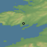 Shaded relief of the 48 km around Killybegs, drawn from the GMTED2010 grid