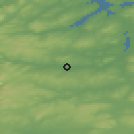 Shaded relief of the 48 km around Killygordan, drawn from the GMTED2010 grid