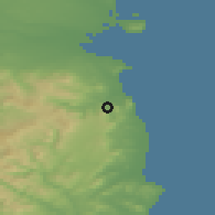 Shaded relief of the 48 km around Kilmacanogue, drawn from the GMTED2010 grid