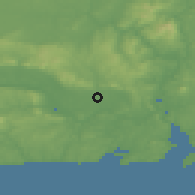 Shaded relief of the 49 km around Kilmacow, drawn from the GMTED2010 grid