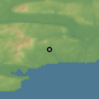 Shaded relief of the 49 km around Kilmacthomas, drawn from the GMTED2010 grid