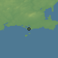 Shaded relief of the 49 km around Kilmore Quay, drawn from the GMTED2010 grid