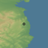 Shaded relief of the 48 km around Kilpedder, drawn from the GMTED2010 grid