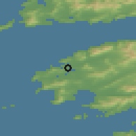 Shaded relief of the 49 km around Knightstown, drawn from the GMTED2010 grid