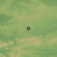 Shaded relief of the 49 km around Knocknagree, drawn from the GMTED2010 grid