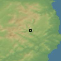 Shaded relief of the 48 km around Laragh, drawn from the GMTED2010 grid