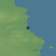 Shaded relief of the 48 km around Laytown, drawn from the GMTED2010 grid