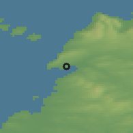 Shaded relief of the 48 km around Liscannor, drawn from the GMTED2010 grid