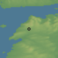 Shaded relief of the 48 km around Lisdoonvarna, drawn from the GMTED2010 grid