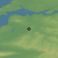 Shaded relief of the 49 km around Listowel, drawn from the GMTED2010 grid