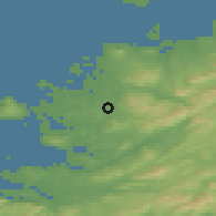 Shaded relief of the 47 km around Loughanure, drawn from the GMTED2010 grid