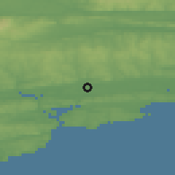 Shaded relief of the 49 km around Midleton, drawn from the GMTED2010 grid