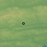 Shaded relief of the 49 km around Model Village, drawn from the GMTED2010 grid