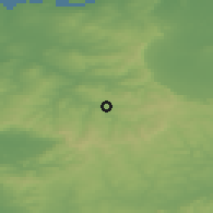 Shaded relief of the 49 km around Mountcollins, drawn from the GMTED2010 grid