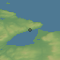 Shaded relief of the 47 km around Moville, drawn from the GMTED2010 grid