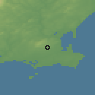 Shaded relief of the 49 km around Murntown, drawn from the GMTED2010 grid